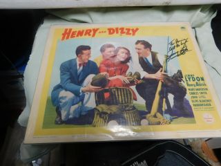 Henry And Dizzy 1942 Paramount Lobby Card Jimmy Lydon Noel Neill Autographed