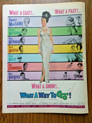 1964 Movie Ad What A Way To Go Shirley Maclaine Robert Mitchum Paul Newman