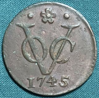 1745 Netherlands Dutch East Indies Voc 1 One Duit Km 70 Foreign Coin Colonial