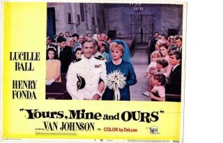 Yours Mine & Ours 1968 Release Lobby Card Lucille Ball Henry Fonda,