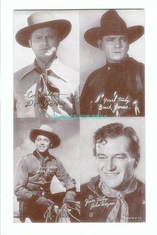 Arcade Exhibit Card 4 On 1 Western John Wayne Buck Jones Don Barry 1950 