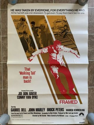 Framed One Sheet Movie Theatre Poster - 1975 - Joe Don Baker