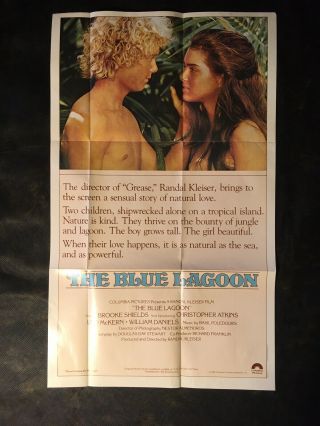 Blue Lagoon Movie Promo Mini Poster Vtg 1980 Christopher Atkins Brooke Shields