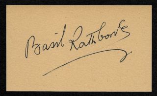 Basil Rathbone Autograph Reprint On Old 3x5 Card Sherlock Holmes Movies