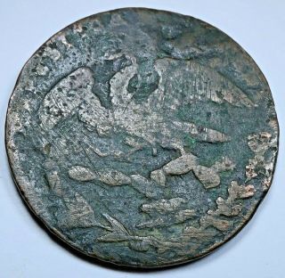 Mexico 1836 1/4 Real Un Quarto Old Antique 1800 ' s Mexican Copper Eagle Coin 2