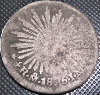Scarce 1825 Mexico 1/2 Real Km 372.  10 - Silver Coin