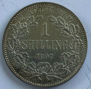 1897 Zar Paul Kruger South Africa 1 Shilling Silver Coin