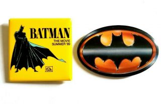 Vintage 1989 Batman Movie Promo Pin Set Tim Burton Michael Keaton Teaser Poster