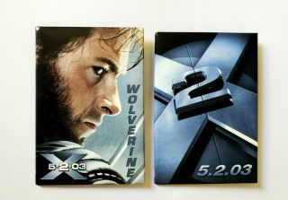 2003 X - Men 2 Movie Promo Pin Set - Wolverine Poster Logo Marvel X2 Button