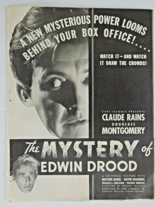 Claude Rains - The Mystery Of Edwin Drood - 1935 Trade Ad
