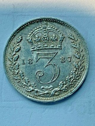 1887 Maundy G.  Britain 3 Pence Victoria Jubilee Head