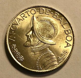 Panama - Un Cuarto De Balboa - 1962 - Choice Brilliant Uncirculated Silver Coin
