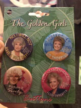 The Golden Girls 1.  25 Inch Collectible Button Pins - Set Of 4 Pins