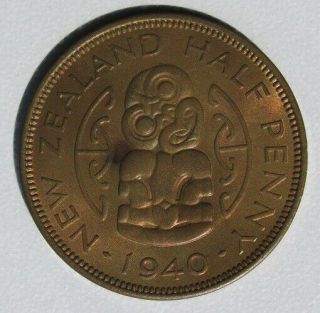 Zealand 1940 1/2 Penny,  Uncirculated Red & Brown