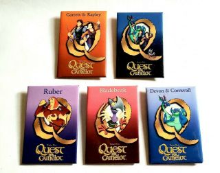 Rare 1998 Quest For Camelot Movie Promo Pin Set - Gary Oldman Cary Elwes Button