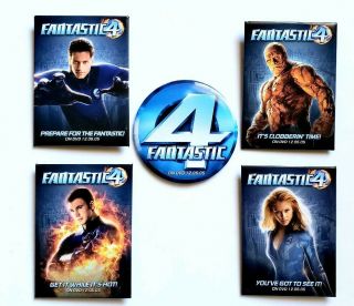 Rare 2005 Fantastic 4 Movie Promo Button Set - Chris Evans Marvel Four Alba Pin