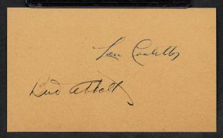 Abbott & Costello Autograph Reprint On Period 1940s 3x5 Card