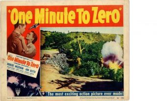 One Minute To Zero 1952 Release Lobby Card Howard Hughes Mitchum