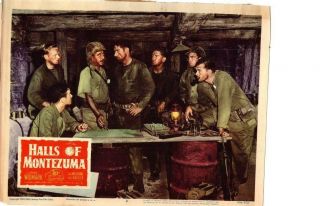 Halls Of Montezuma 1956 Re - Release Lobby Card War Jack Palance