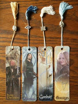 Lord Of The Rings Bookmarks With Charm And Tassle Theoden Aragorn Gandalf Eowyn