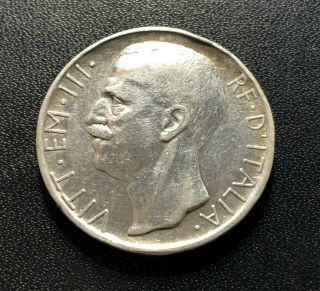 Italy 1927r 10 Lire Silver Coin: Vittorio Emanuele Iii