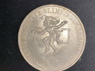 Silver 25 Pesos Mexico 1968 Juegos Olimpicos 0.  720 Fine