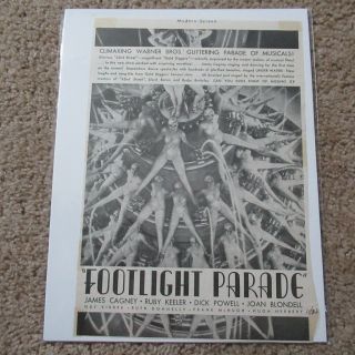 Footlight Parade Vintage 30s Movie Ad 1933 James Cagney Ruby Keeler Dick Powell