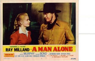 A Man Alone 1955 Release Lobby Card Western Ray Milland Mary Murphy,