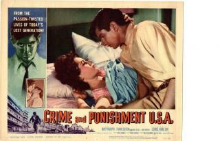 Crime & Punishment Usa 1959 Release Lobby Card George Hamilton 1st Film