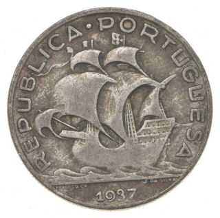 Roughly The Size Of A Quarter 1937 Portugal 5 Escudos World Silver Coin 979