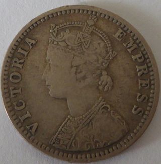 INDIA – British Empire – 1/4 Rupee 1891 Silver – Victoria Empress - Fine 3