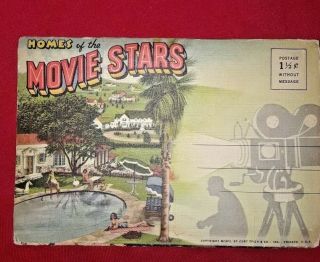 Vintages Home Of The Movie Stars Souvenir Postcard Fold Out In
