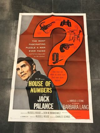 House Of Numbers 1957 One Sheet Movie Poster Jack Palance/barbara Lang