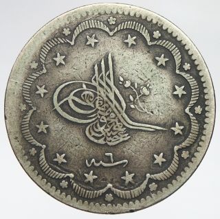 Turkey Türkei Ottoman Islamic Arabic Coin 20 Piastres 1255 Year 6 Abdul Majid