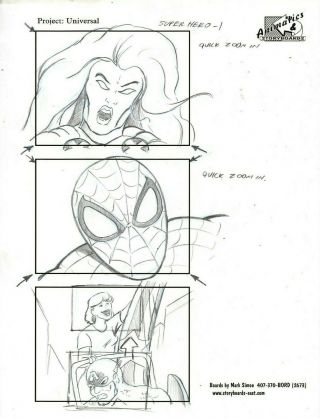 Mark Simon Hand Drawn Universal Studios Commercial Marvel Storyboard Page Ms