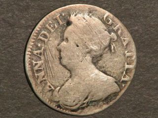 Great Britain 1713 3 Pence Queen Anne Silver Fine