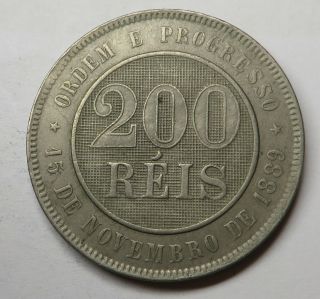 Brazil 200 Reis 1897 Copper - Nickel Km 493