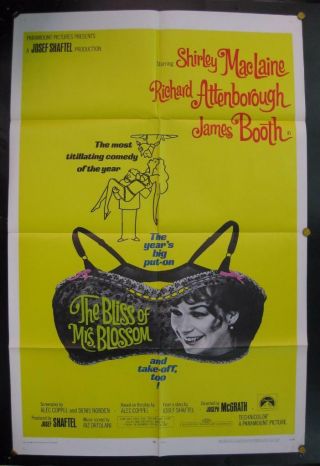 Shirley Maclaine R.  Attenborough Bliss Of Mrs.  Blossom 1968 1sh Movie Poster 2032