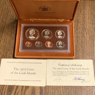 1975 Cook Islands 7 Coin Proof Set W/ Case &