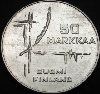 Finland 50 Markkaa 1982 - Silver - World Ice Hockey Championship - Aunc - 1438 ¤