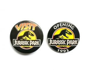 Vintage 1993 Jurassic Park Movie Promo Button Set 1 Visit Opening Spielberg Pin