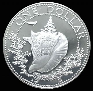 1974 Silver Bahamas $1 Dollar 18.  14 Grams Conch Shell Coin Gem Proof Cameo,
