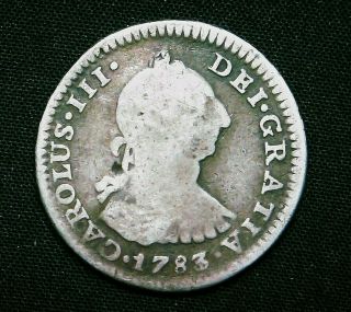 Spain Silver 1783 1 Real Charles Iii Carlos Mexico Colonial Coin Pillar