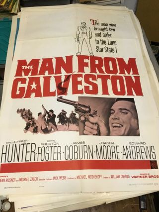 Vintage The Man From Galveston - Movie Poster 41 " X 27 " Folded B78