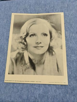 Greta Garbo Vintage Promotional 8x10 Supplement 1920s 1930s