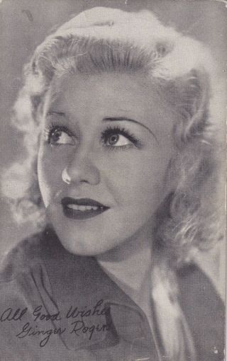 Ginger Rogers - Hollywood Movie Star/actress 1940s Arcade/exhibit Card