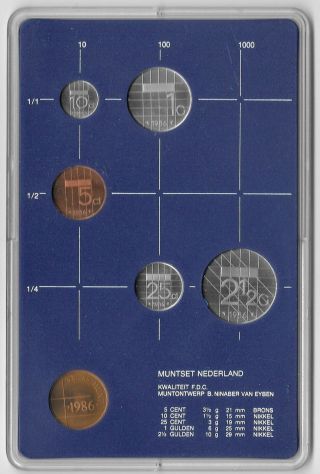 Netherlands,  Dutch Year Set 1986 5 Coins,  1 Token B2