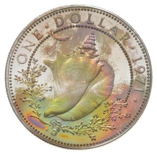 Silver - World Coin - 1971 Bahama Islands 1 Dollar - World Silver Coin 206