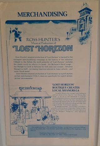 Ross Hunters Lost Horizons Movie Pressbook No Cut Outs