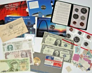 Us / World Coins & Paper Money - Stamps - Junk Drawer